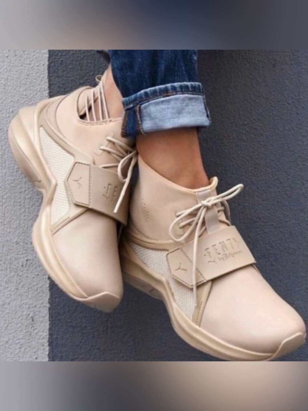 Puma Fenty Trainer Hi by Rihanna Sesame Tan Sneakers size 7
